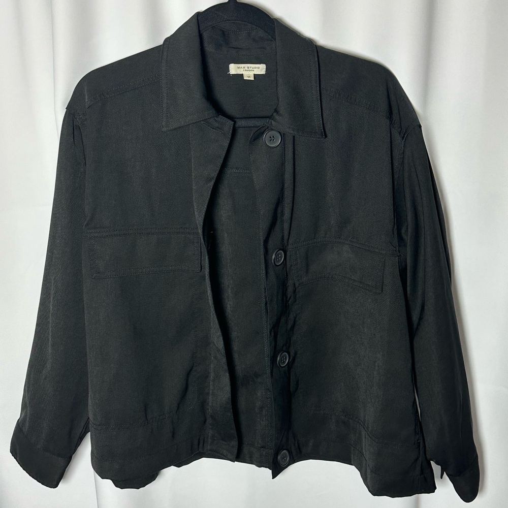 Max studio crop Women's Black Jacket 1x